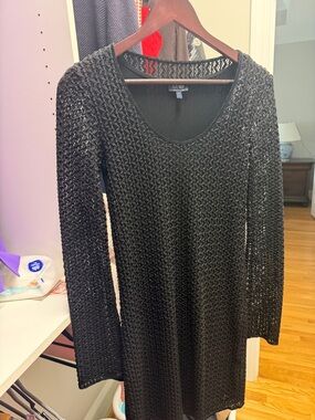 Armani Jeans Black Crochet Long Sleeve Dress